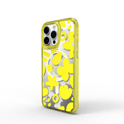 Apple iPhone 15 Pro Case Magsafe Charging Feature Paint Pattern Wiwu Fluorescent G Series Cover - Wiwu