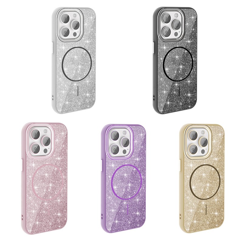 Apple iPhone 15 Pro Case Magsafe Charging Feature Shining Glitter Zore Okso Cover - 2