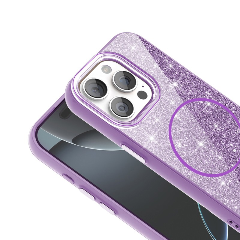 Apple iPhone 15 Pro Case Magsafe Charging Feature Shining Glitter Zore Okso Cover - 11
