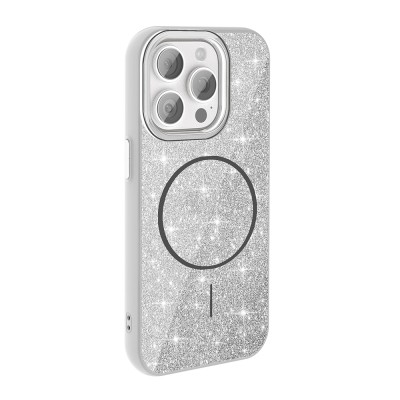 Apple iPhone 15 Pro Case Magsafe Charging Feature Shining Glitter Zore Okso Cover - 4