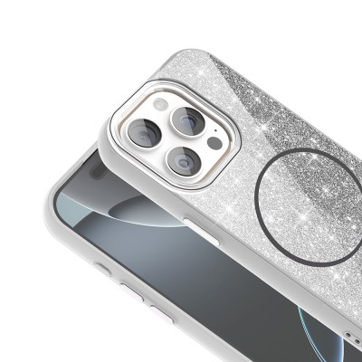 Apple iPhone 15 Pro Case Magsafe Charging Feature Shining Glitter Zore Okso Cover - 5