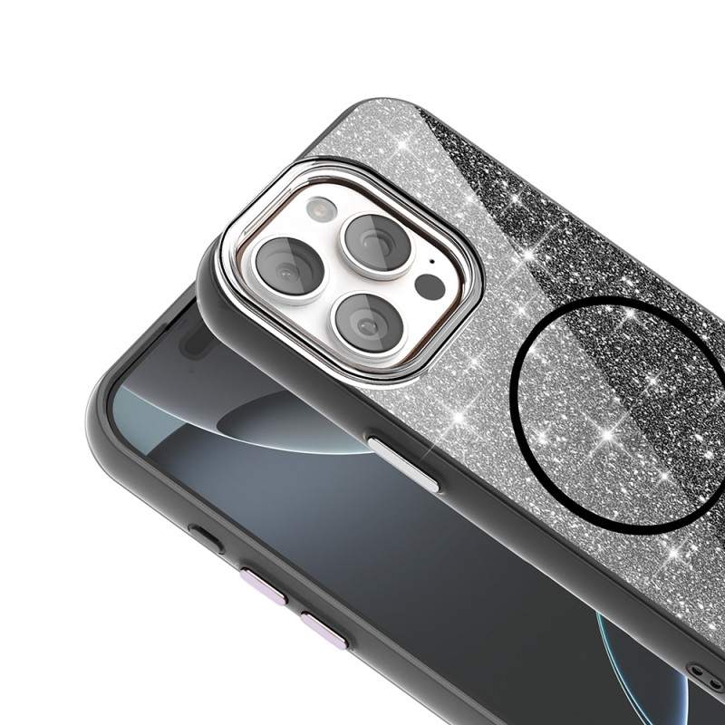 Apple iPhone 15 Pro Case Magsafe Charging Feature Shining Glitter Zore Okso Cover - 17