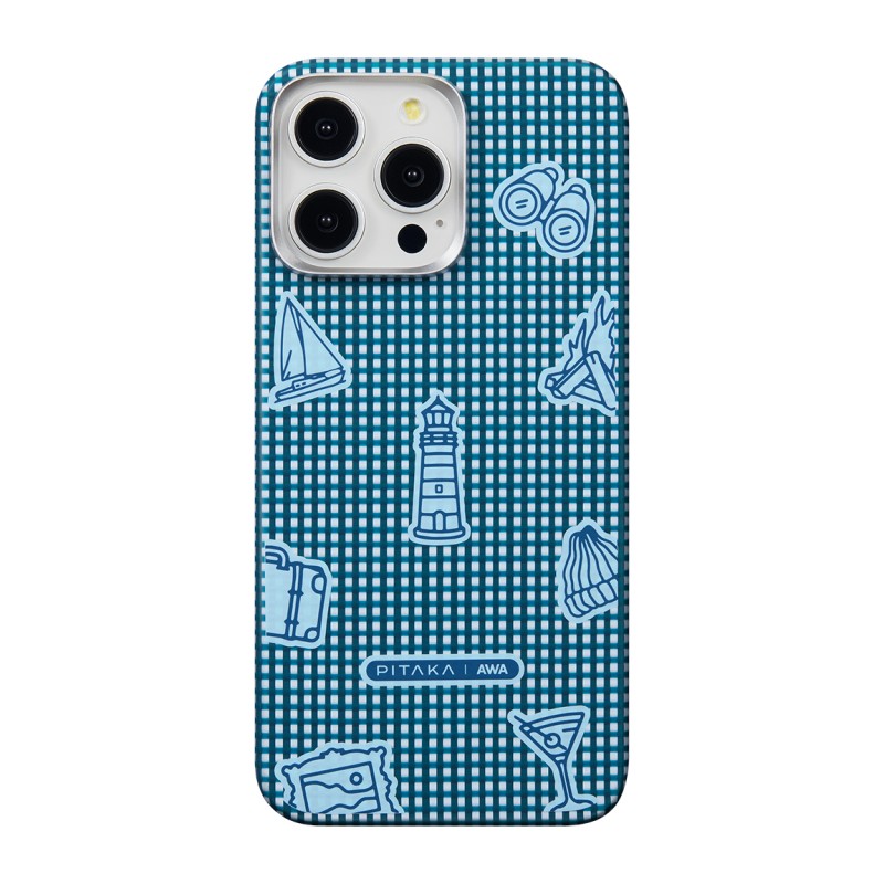 Apple iPhone 15 Pro Case Magsafe Charging Featured Awa Designed 1500D Aramid Fiber Pitaka Ultra-Slim Classic Series Ocean Cover - 3
