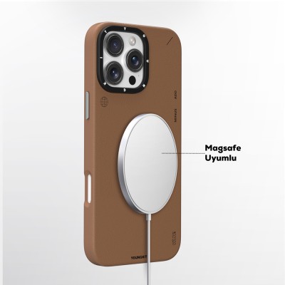 Apple iPhone 15 Pro Case Magsafe Charging Featured Simple Matte Leather Texture Youngkit Tech Fashion Series Cover - 8