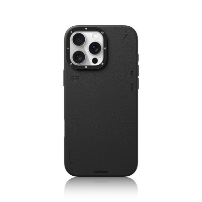 Apple iPhone 15 Pro Case Magsafe Charging Featured Simple Matte Leather Texture Youngkit Tech Fashion Series Cover - 14