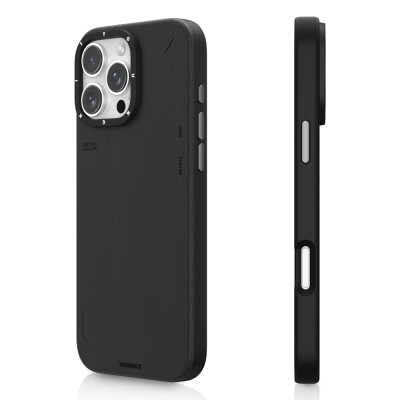 Apple iPhone 15 Pro Case Magsafe Charging Featured Simple Matte Leather Texture Youngkit Tech Fashion Series Cover - 2