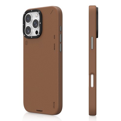Apple iPhone 15 Pro Case Magsafe Charging Featured Simple Matte Leather Texture Youngkit Tech Fashion Series Cover - 3