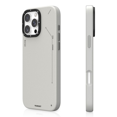 Apple iPhone 15 Pro Case Magsafe Charging Featured Simple Matte Leather Texture Youngkit Tech Fashion Series Cover - 4