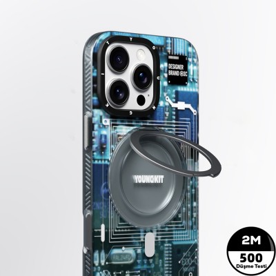 Apple iPhone 15 Pro Case Magsafe Charging Featured Youngkit 360° Stand Technology Series Cover - 8