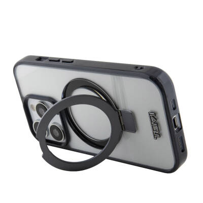 Apple iPhone 15 Pro Case TUMI Original Licensed Magsafe Charging Feature Metal Logo Ring Stand Silicone Cover - 1