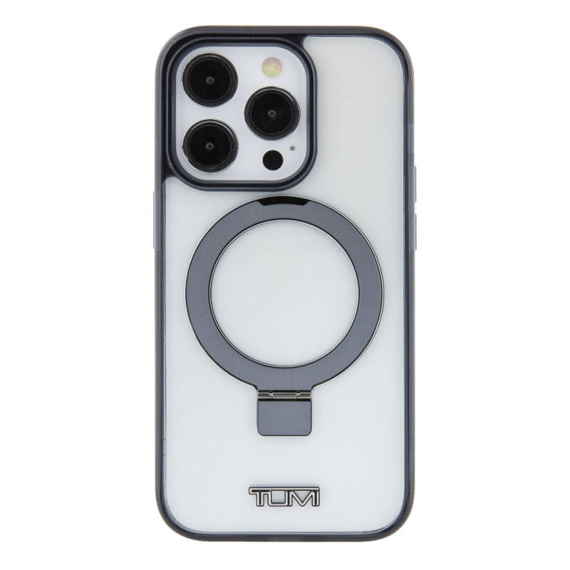 Apple iPhone 15 Pro Case TUMI Original Licensed Magsafe Charging Feature Metal Logo Ring Stand Silicone Cover - 4
