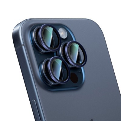 Apple iPhone 15 Pro CaseWorld Alloy Series Oleophobic Anti-Reflective Camera Lens Protector - 7