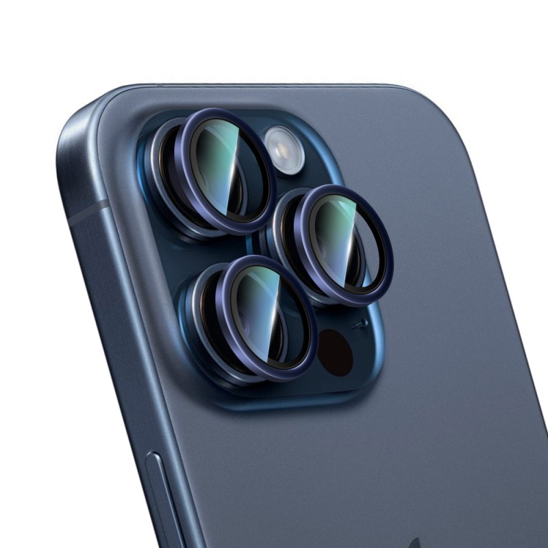 Apple iPhone 15 Pro CaseWorld Alloy Series Oleophobic Anti-Reflective Camera Lens Protector - 7