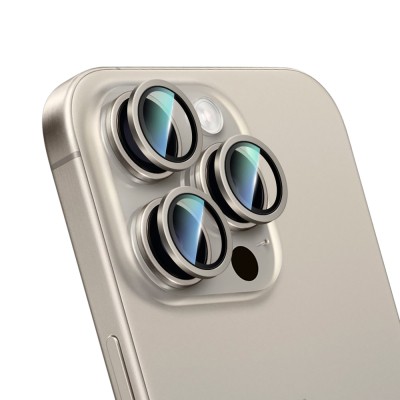 Apple iPhone 15 Pro Max CaseWorld Alloy Serisi Oleofobik Anti Reflective Kamera Lens Koruyucu - 7