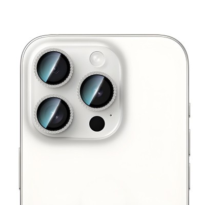Apple iPhone 15 Pro CaseWorld Alloy Sparkling Diamond Series Stone Lens Protector - 2