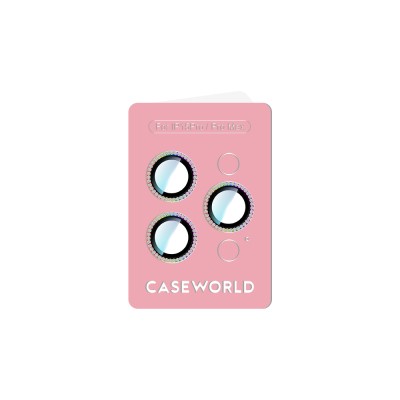 Apple iPhone 15 Pro CaseWorld Alloy Sparkling Diamond Series Stone Lens Protector - 12
