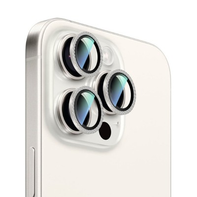 Apple iPhone 15 Pro CaseWorld Alloy Sparkling Diamond Serisi Taşlı Lens Koruyucu - 5