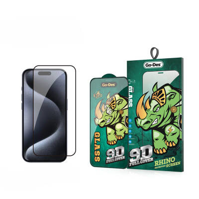 Apple iPhone 15 Pro Go Des 9D Full Cover Tempered Glass Screen Protector - Go Des