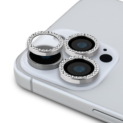 Apple iPhone 15 Pro Guess Orjinal Lisanslı Rhinestone Taşlı Lens Koruyucu - 2