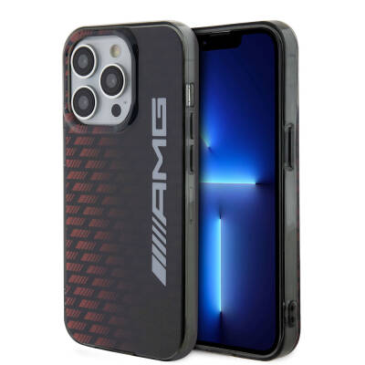 Apple iPhone 15 Pro Kılıf AMG Orjinal Lisanslı Çift Katmanlı Büyük Logolu Dörtgen Şerit Desenli Kapak - AMG