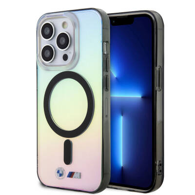 Apple iPhone 15 Pro Kılıf BMW M-safe Şarj Özellikli Transparan Renk Geçişli Iridescent Orjinal Lisanslı Kapak - BMW