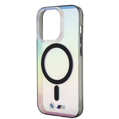 Apple iPhone 15 Pro Kılıf BMW M-safe Şarj Özellikli Transparan Renk Geçişli Iridescent Orjinal Lisanslı Kapak - 5