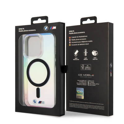 Apple iPhone 15 Pro Kılıf BMW M-safe Şarj Özellikli Transparan Renk Geçişli Iridescent Orjinal Lisanslı Kapak - 7