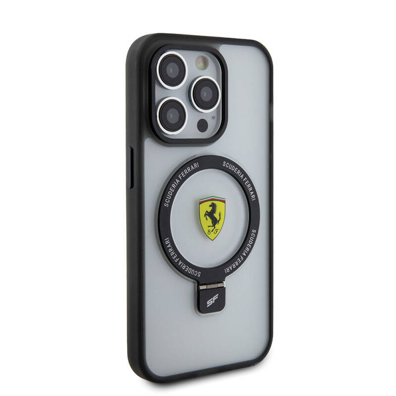 Apple iPhone 15 Pro Kılıf Ferrari M-safe Şarj Özellikli Standlı Buzlu Yüzey Dizayn Kapak - 2