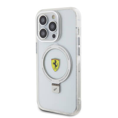 Apple iPhone 15 Pro Kılıf Ferrari M-safe Şarj Özellikli Standlı Buzlu Yüzey Dizayn Kapak - 21