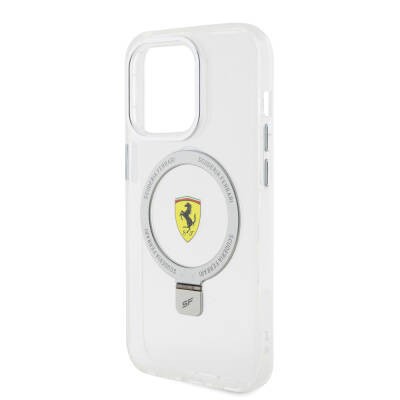 Apple iPhone 15 Pro Kılıf Ferrari M-safe Şarj Özellikli Standlı Buzlu Yüzey Dizayn Kapak - 29