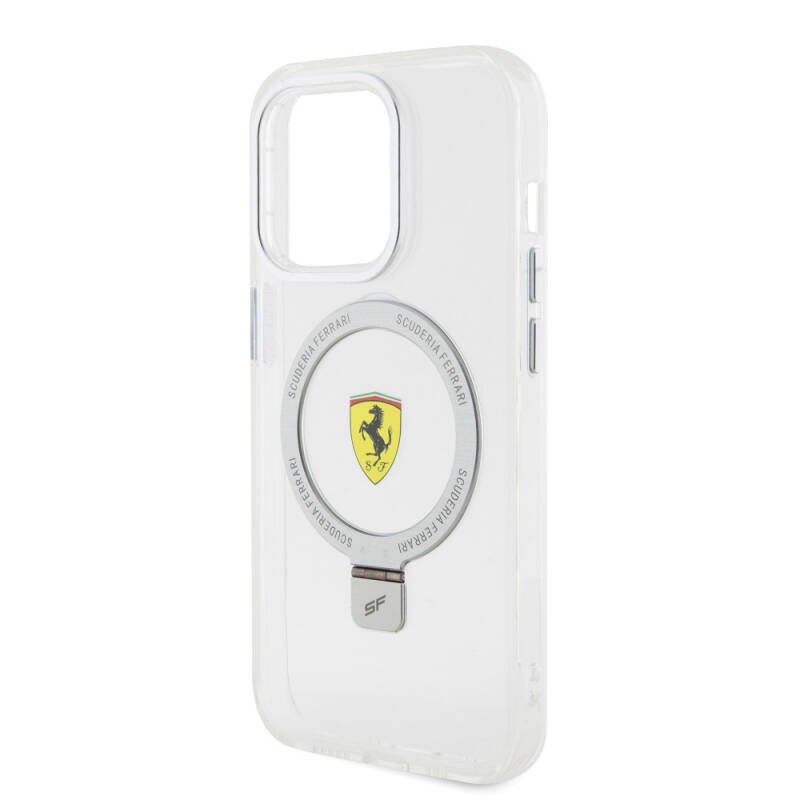 Apple iPhone 15 Pro Kılıf Ferrari M-safe Şarj Özellikli Standlı Buzlu Yüzey Dizayn Kapak - 29