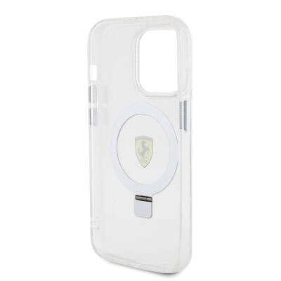 Apple iPhone 15 Pro Kılıf Ferrari M-safe Şarj Özellikli Standlı Buzlu Yüzey Dizayn Kapak - 30