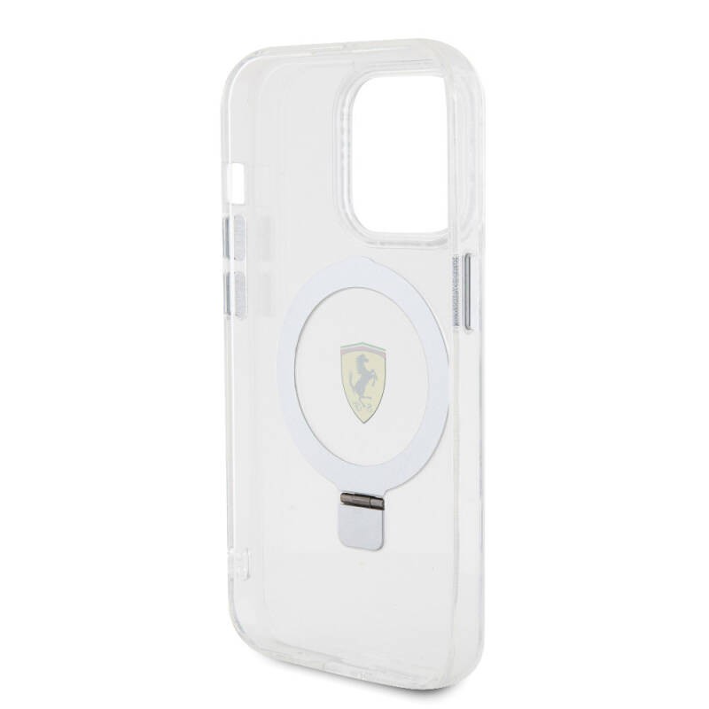 Apple iPhone 15 Pro Kılıf Ferrari M-safe Şarj Özellikli Standlı Buzlu Yüzey Dizayn Kapak - 30
