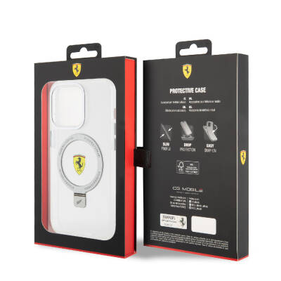 Apple iPhone 15 Pro Kılıf Ferrari M-safe Şarj Özellikli Standlı Buzlu Yüzey Dizayn Kapak - 32