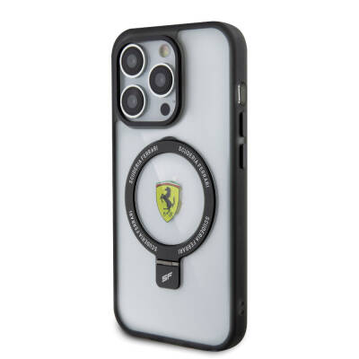 Apple iPhone 15 Pro Kılıf Ferrari M-safe Şarj Özellikli Standlı Buzlu Yüzey Dizayn Kapak - 19