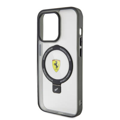 Apple iPhone 15 Pro Kılıf Ferrari M-safe Şarj Özellikli Standlı Buzlu Yüzey Dizayn Kapak - 28