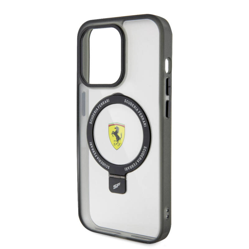 Apple iPhone 15 Pro Kılıf Ferrari M-safe Şarj Özellikli Standlı Buzlu Yüzey Dizayn Kapak - 28