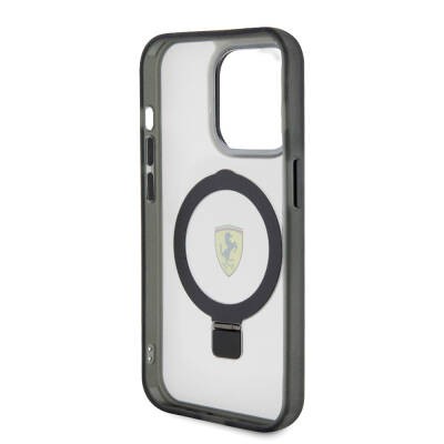 Apple iPhone 15 Pro Kılıf Ferrari M-safe Şarj Özellikli Standlı Buzlu Yüzey Dizayn Kapak - 31