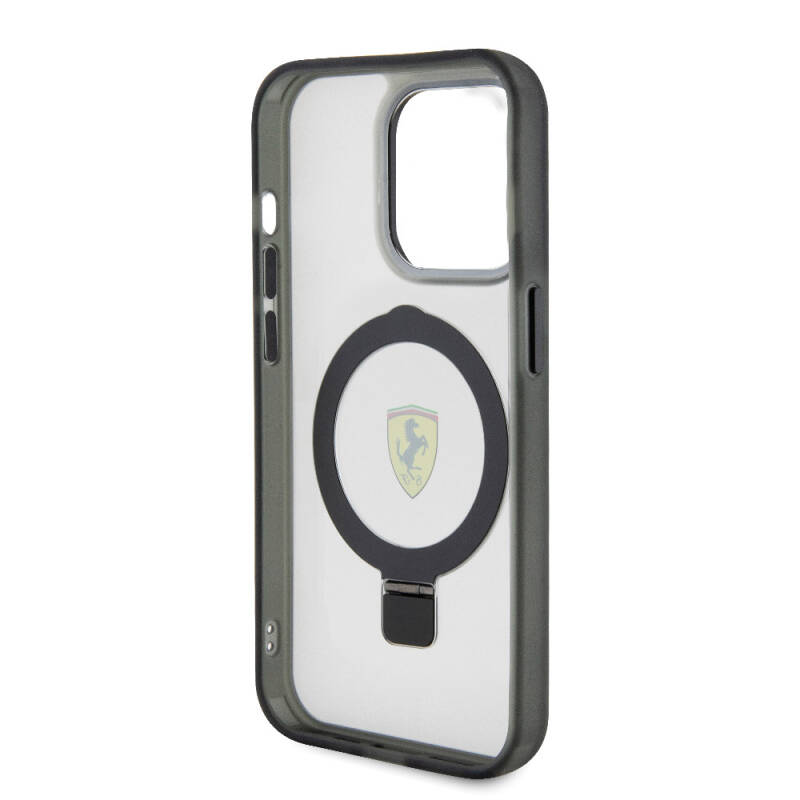 Apple iPhone 15 Pro Kılıf Ferrari M-safe Şarj Özellikli Standlı Buzlu Yüzey Dizayn Kapak - 31