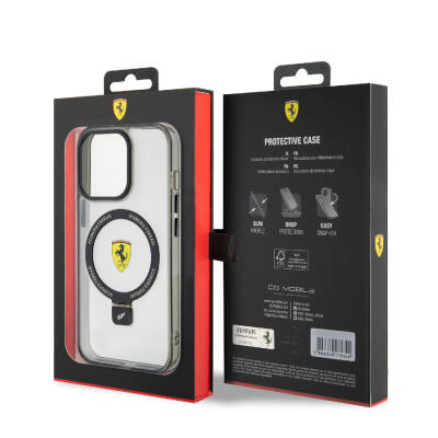 Apple iPhone 15 Pro Kılıf Ferrari M-safe Şarj Özellikli Standlı Buzlu Yüzey Dizayn Kapak - 33
