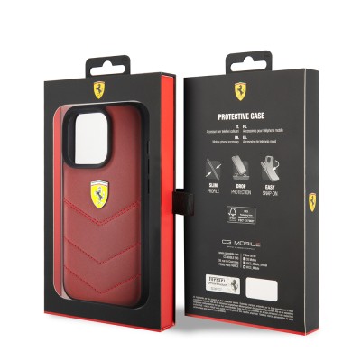 Apple iPhone 15 Pro Kılıf Ferrari Orjinal Lisanslı Deri Dikişli Arka Yüzey Metal Logo Tasarımlı Kapak - 10