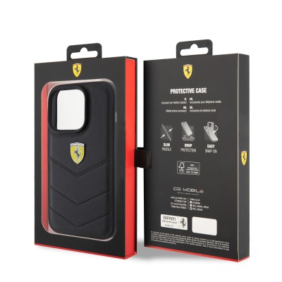 Apple iPhone 15 Pro Kılıf Ferrari Orjinal Lisanslı Deri Dikişli Arka Yüzey Metal Logo Tasarımlı Kapak - 17