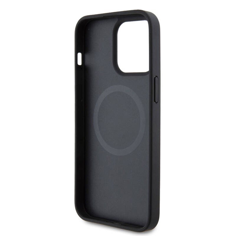 Apple iPhone 15 Pro Kılıf Ferrari Orjinal Lisanslı M-safe Şarj Özellikli Metal Logolu PU Karbon Kapak - 15