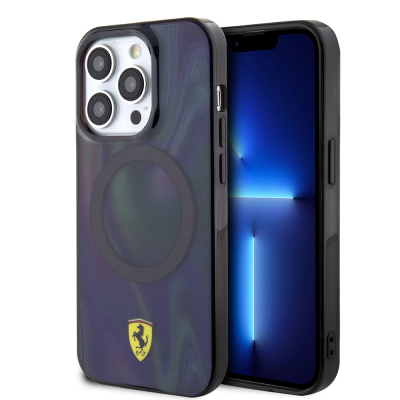 Apple iPhone 15 Pro Kılıf Ferrari Orjinal Lisanslı M-safe Şarj Özellikli Transparan Renk Geçişli Iridescent Kapak - Ferrari