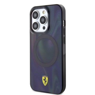 Apple iPhone 15 Pro Kılıf Ferrari Orjinal Lisanslı M-safe Şarj Özellikli Transparan Renk Geçişli Iridescent Kapak - 3