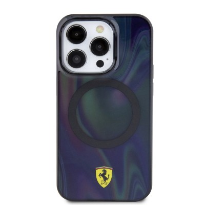 Apple iPhone 15 Pro Kılıf Ferrari Orjinal Lisanslı M-safe Şarj Özellikli Transparan Renk Geçişli Iridescent Kapak - 4