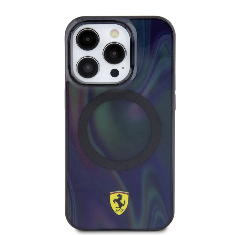 Apple iPhone 15 Pro Kılıf Ferrari Orjinal Lisanslı M-safe Şarj Özellikli Transparan Renk Geçişli Iridescent Kapak - 4