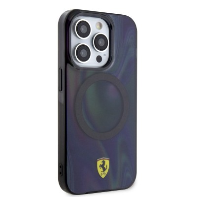 Apple iPhone 15 Pro Kılıf Ferrari Orjinal Lisanslı M-safe Şarj Özellikli Transparan Renk Geçişli Iridescent Kapak - 5