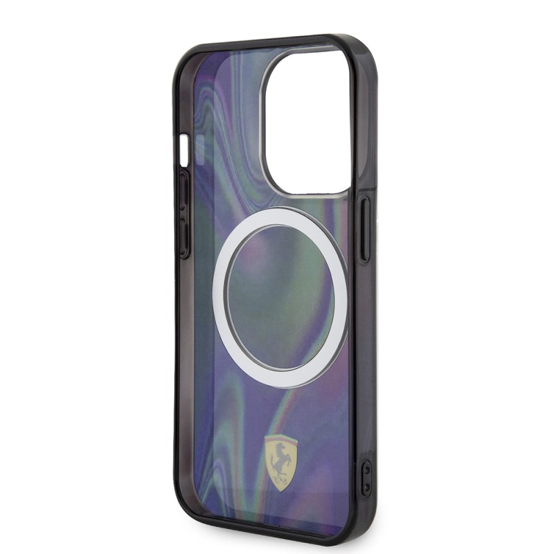 Apple iPhone 15 Pro Kılıf Ferrari Orjinal Lisanslı M-safe Şarj Özellikli Transparan Renk Geçişli Iridescent Kapak - 8