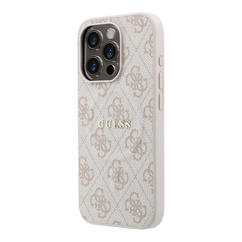 Apple iPhone 15 Pro Kılıf Guess Orjinal Lisanslı M-safe Kabartmalı 4G Desenli Yazı Logolu Kapak - 3